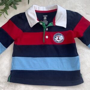 GAP Baby Boy Rugby Shirt 12-18M Blue & Red VGUC